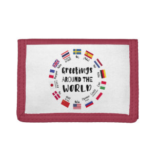 Greetings around the world, Hello in all languages Trifold Wallet