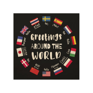 Greetings around the world, Hello in all languages Wood Wall Art