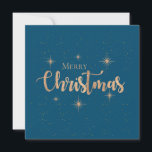 Greetings Blue Gold Typography Merry Christmas Card<br><div class="desc">Greetings Blue Gold Typography Merry Christmas Card . Send holiday cheer with the elegant Greetings Blue Gold Typography Merry Christmas Card! This stylish card features a modern typography design in bold blue and shimmering gold tones, creating a festive and sophisticated look. The vibrant blue background beautifully contrasts with the sleek...</div>