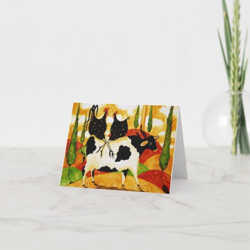 Greetings card _ Whimsical Tuscan Farm Animals