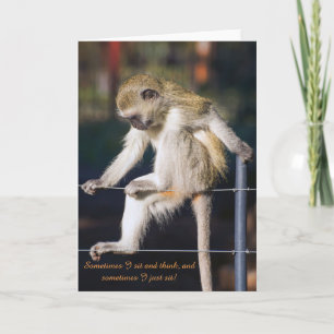 Greetings card with image of Monkey and Slogan