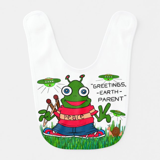 Greetings Earth Parent Baby Bib (Front)