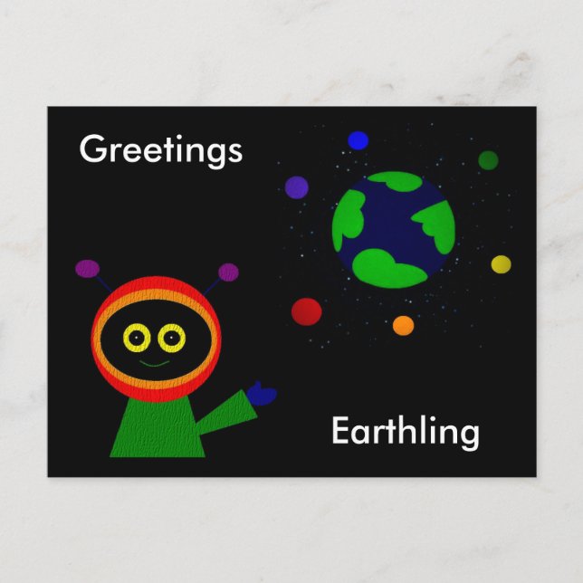 GREETINGS EARTHLING POSTCARD (Front)