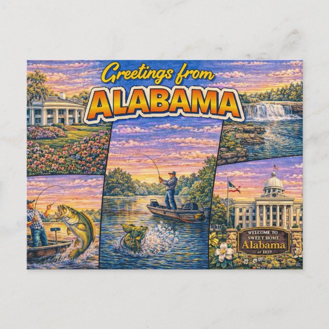 Greetings From Alabama Postcard (Front)