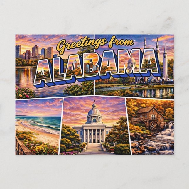 Greetings From Alabama Postcard (Front)
