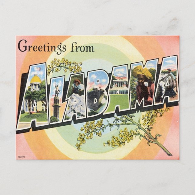 Greetings From Alabama Postcard (Front)