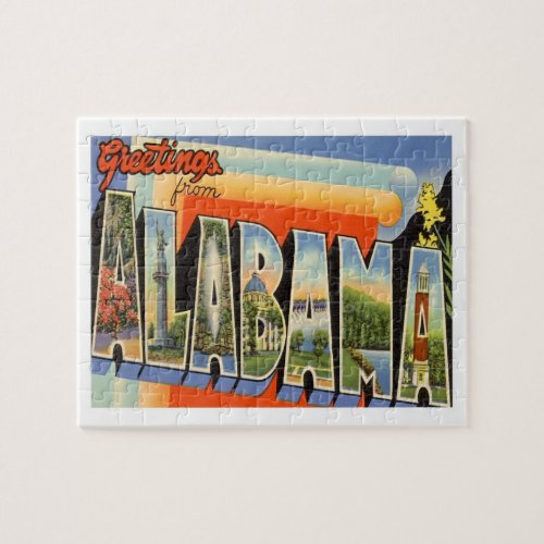 Greetings From Alabama Vintage Travel Jigsaw Puzzle