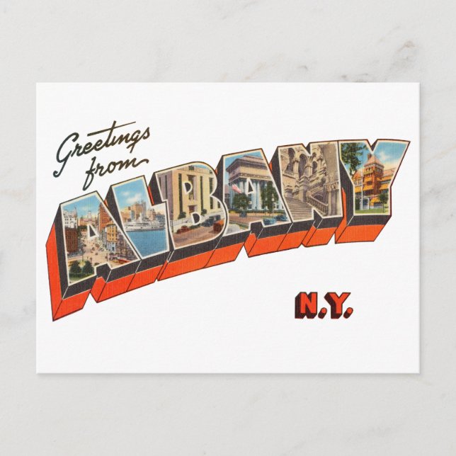 Greetings from Albany New York Postcard (Front)