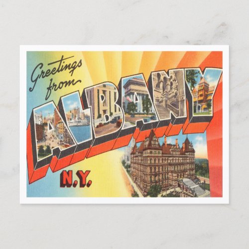 Greetings from Albany New York Vintage Travel Postcard