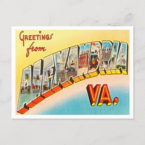 Greetings from Alexandria Virginia Vintage Travel Postcard