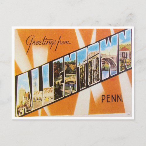 Greetings from Allentown Pennsylvania Postcard