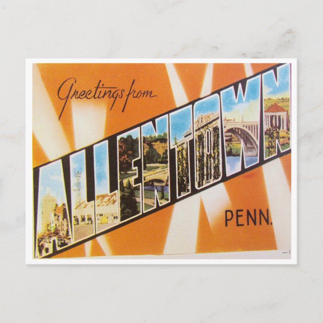 Greetings from Allentown, Pennsylvania Postcard (Front)