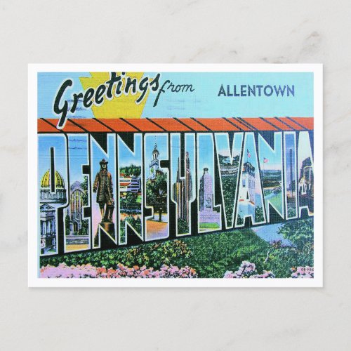 Greetings from Allentown Pennsylvania Travel Postcard