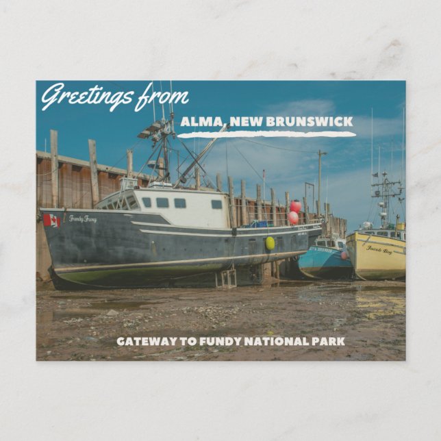 Greetings From Alma NB and Fundy National Park Postcard (Front)