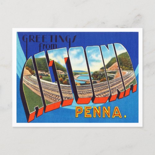 Greetings from Altoona  Pennsylvania Travel Postcard