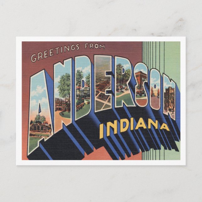 Greetings from Anderson, Indiana Vintage Travel Postcard (Front)