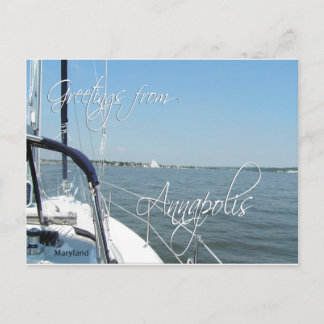 Greetings from Annapolis sailboat  Chesapeake Bay Postcard
