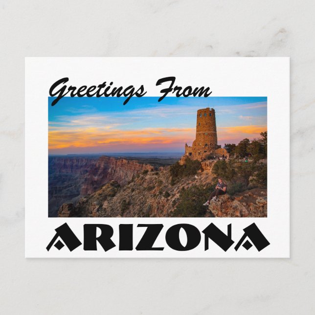 Greetings From Arizona Grand Canyon Sunset Postcar Postcard (Front)