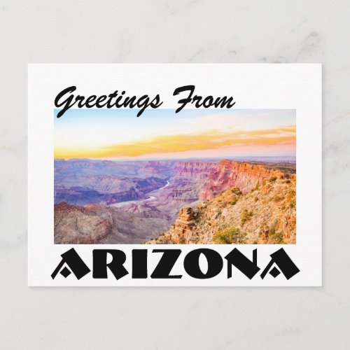 Greetings From Arizona Grand Canyon Sunset Postcar Postcard