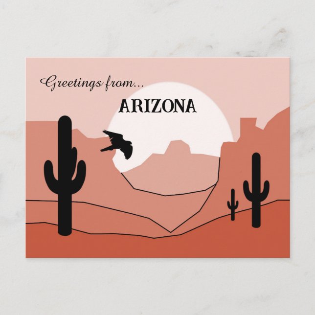 Greetings from Arizona State Sunny Earth Tones  Postcard (Front)