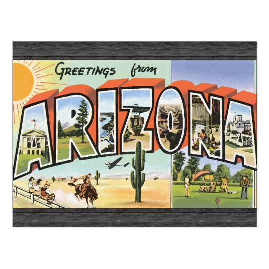 Greetings From Arizona Vintage Postcard