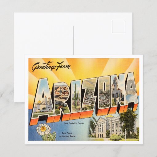 Greetings from Arizona Vintage Travel Postcard Zazzle