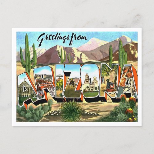 Greetings from Arizona Vintage Travel Postcard