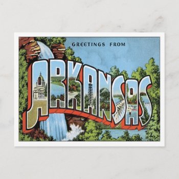 Greetings From Arkansas Postcard by Trendshop at Zazzle