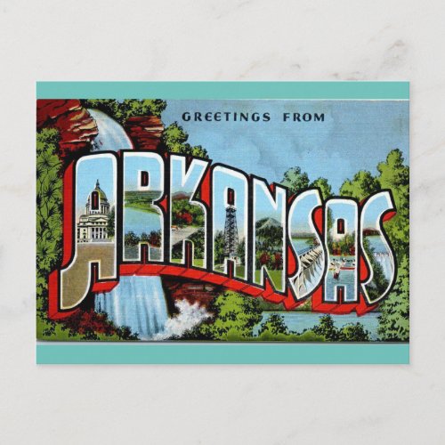 Greetings from Arkansas vintage travel Postcard