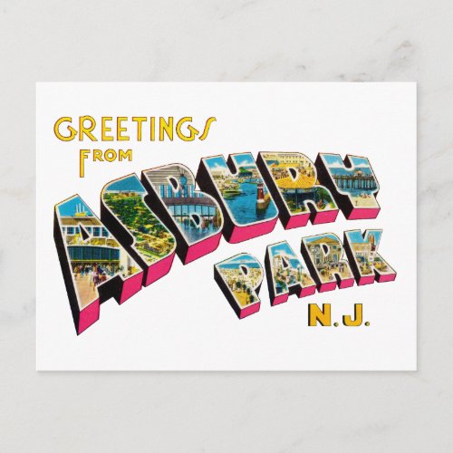 Greetings from Asbury Park New Jersey Postcard