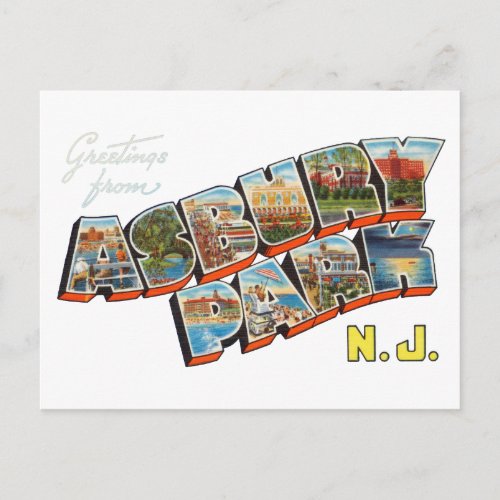 Greetings from Asbury Park New Jersey Postcard