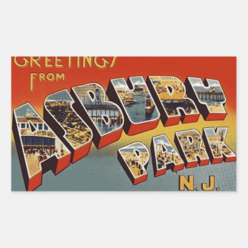 Greetings from Asbury Park NJ Rectangular Sticker