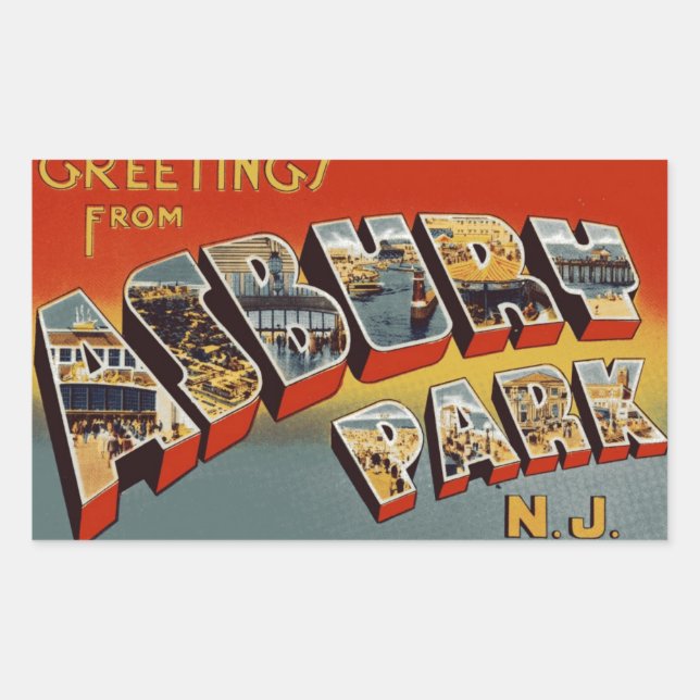 Greetings from Asbury Park NJ Rectangular Sticker (Front)