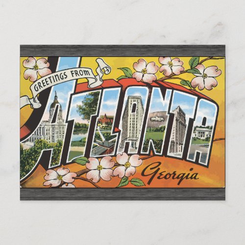 Greetings From Atlanta Georgia Vintage Postcard