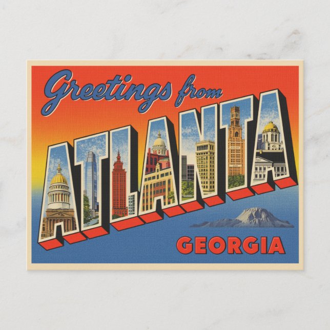 Greetings from Atlanta, Georgia Vintage Postcard (Front)