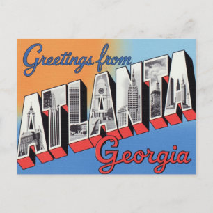 Greetings from Atlanta Georgia Vintage Skyline Postcard