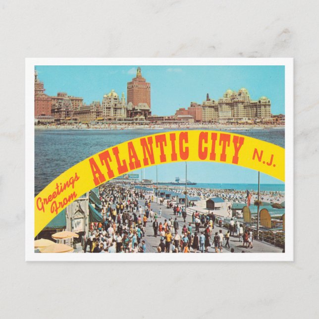 Greetings from Atlantic City, New Jersey Travel Postcard (Front)
