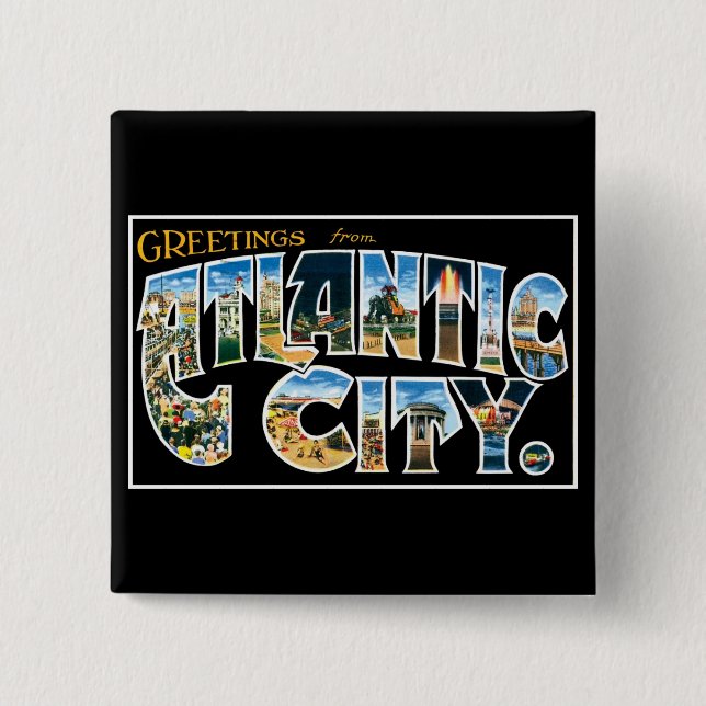Greetings from Atlantic City! Pinback Button (Front)