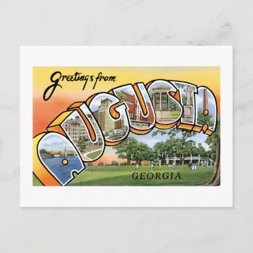Greetings from Augusta GA Postcard