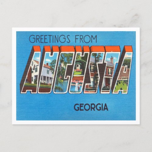 Greetings from Augusta Georgia Vintage Travel Postcard