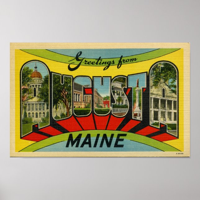 Greetings from Augusta, Maine Giant Postcard Poster (Front)