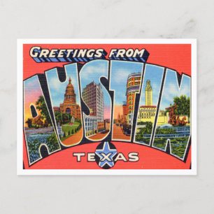 Greetings from Austin, Texas Vintage Travel Postcard