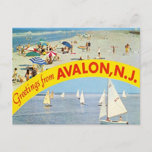 Greetings from Avalon New Jersey Vintage Travel Postcard