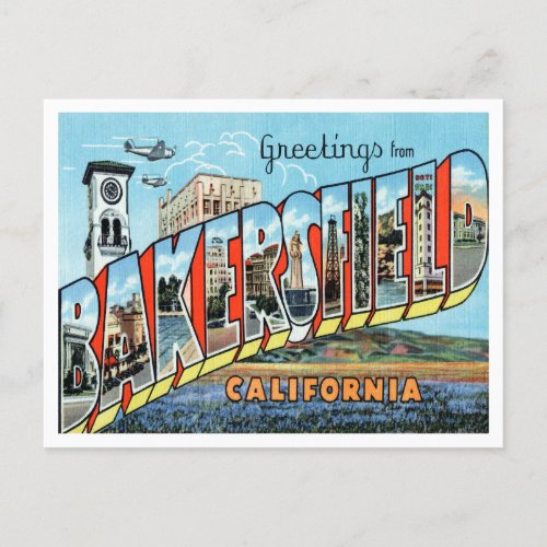 Greetings from Bakersfield California Travel Postcard