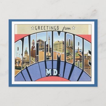 Greetings From Baltimore Maryland Postcard by Trendshop at Zazzle