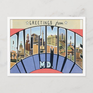Greetings From Baltimore Maryland USA Postcard