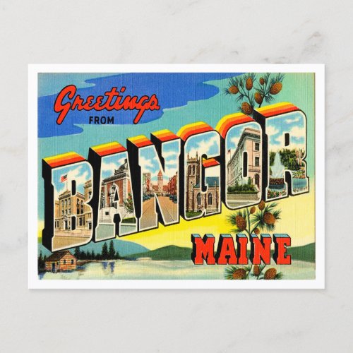 Greetings from Bangor Maine Vintage Travel Postcard