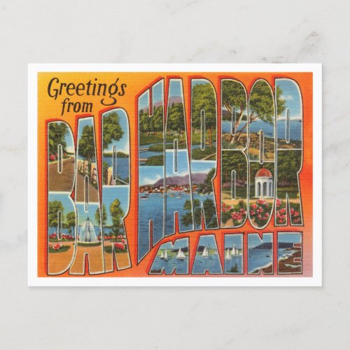 Greetings from Bar Harbor Maine Vintage Travel Postcard