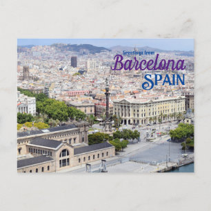 Greetings from Barcelona Spain Travel Postcard