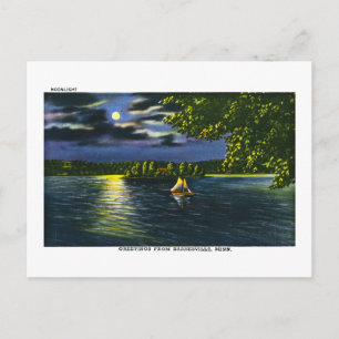 Greetings from Barnesville, Minnesota - Moonlight Postcard